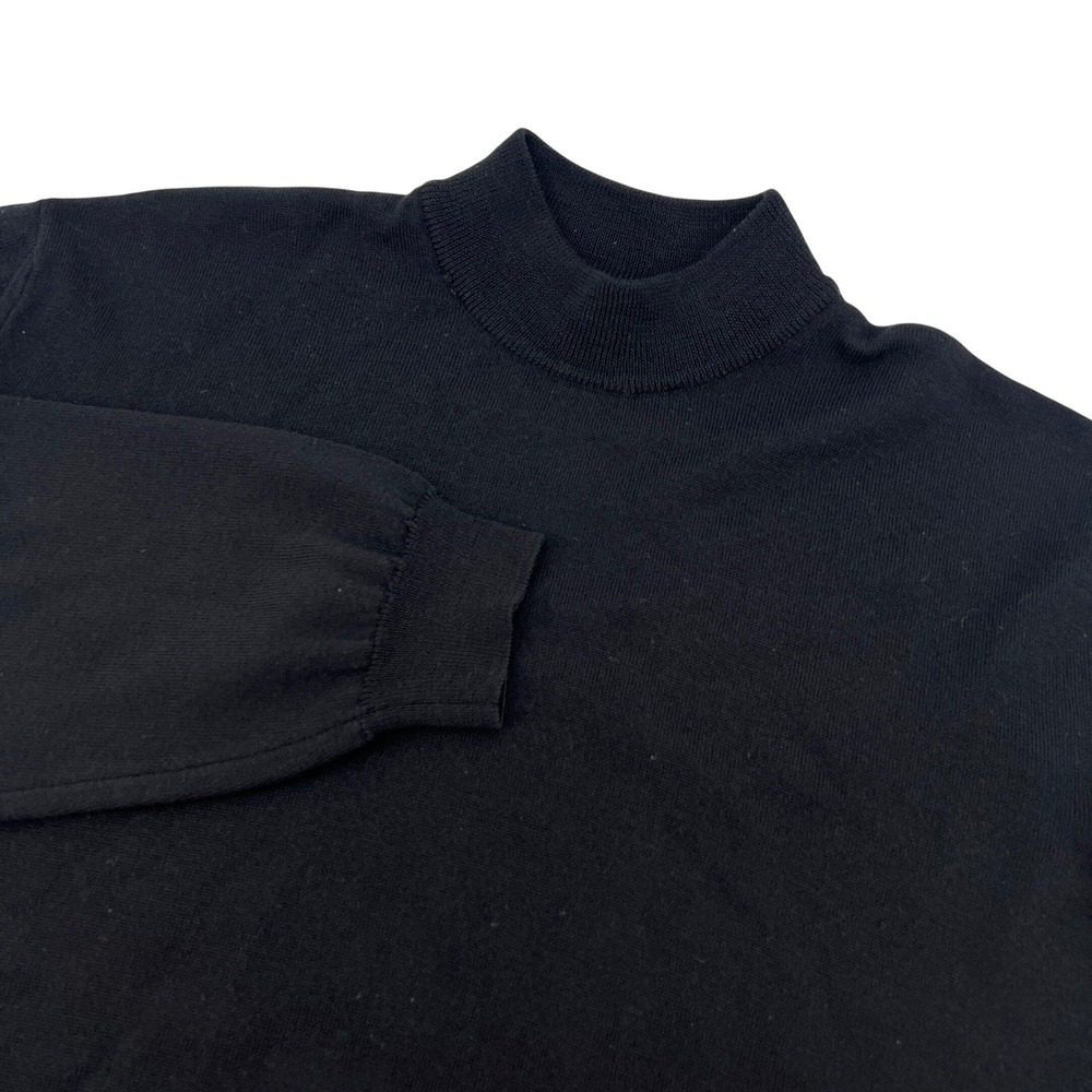 Bachrach Mens XL Black 100% Merino Wool Mock Neck Sweater Made in Italy Knit